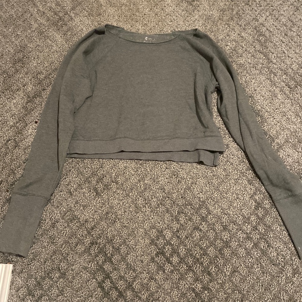 army green long sleeve cropped hoodie